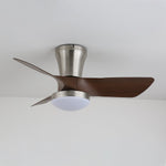 Lirien Flush Mount Ceiling Fan with LED Light in Walnut and Nickel