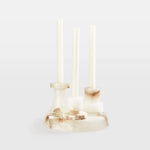 Lithia Tiered Marble Candle Holder – Sculptural White Stone Accent for Modern Interiors