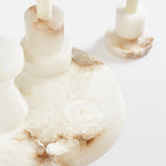 Lithia Tiered Marble Candle Holder – Sculptural White Stone Accent for Modern Interiors