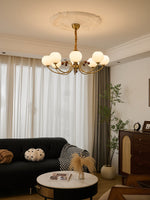 Livia Six-Light Modern Globe Chandelier in Walnut and Gold