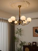 Livia Six-Light Modern Globe Chandelier in Walnut and Gold