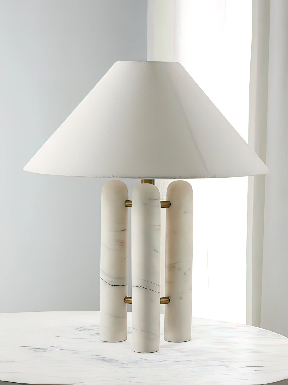Lloyd Sculptural Marble Table Lamp with Silk Shade