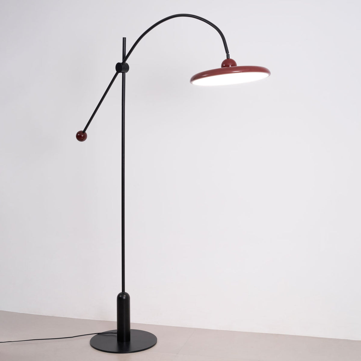 Lola Floor Lamp – Sculptural Modern LED Floor Lamp with Asymmetrical Red Shade