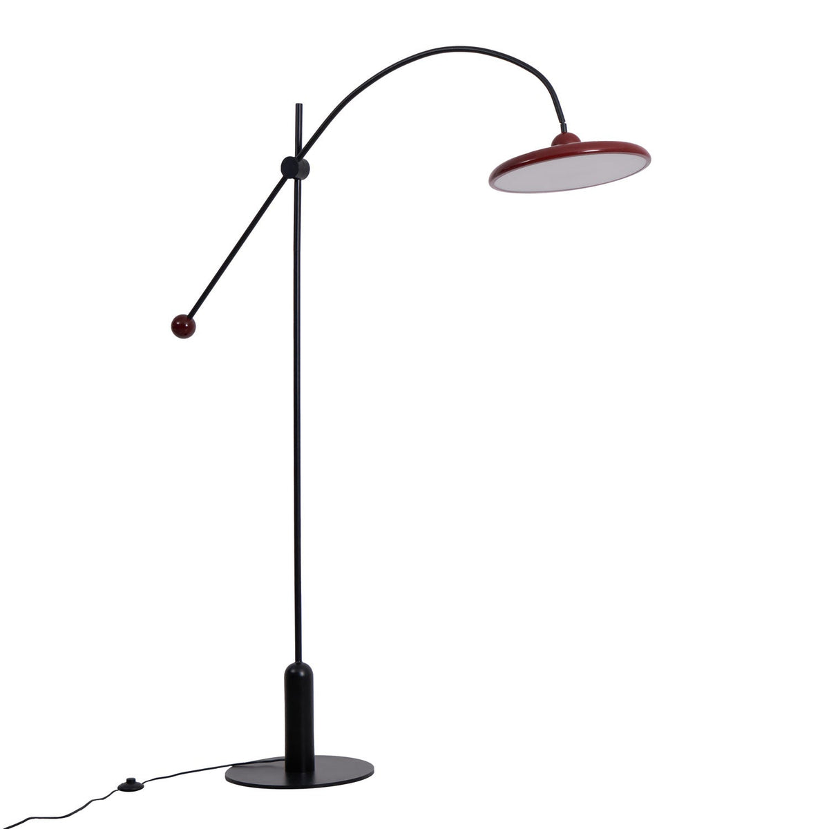 Lola Floor Lamp – Sculptural Modern LED Floor Lamp with Asymmetrical Red Shade