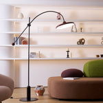 Lola Floor Lamp – Sculptural Modern LED Floor Lamp with Asymmetrical Red Shade