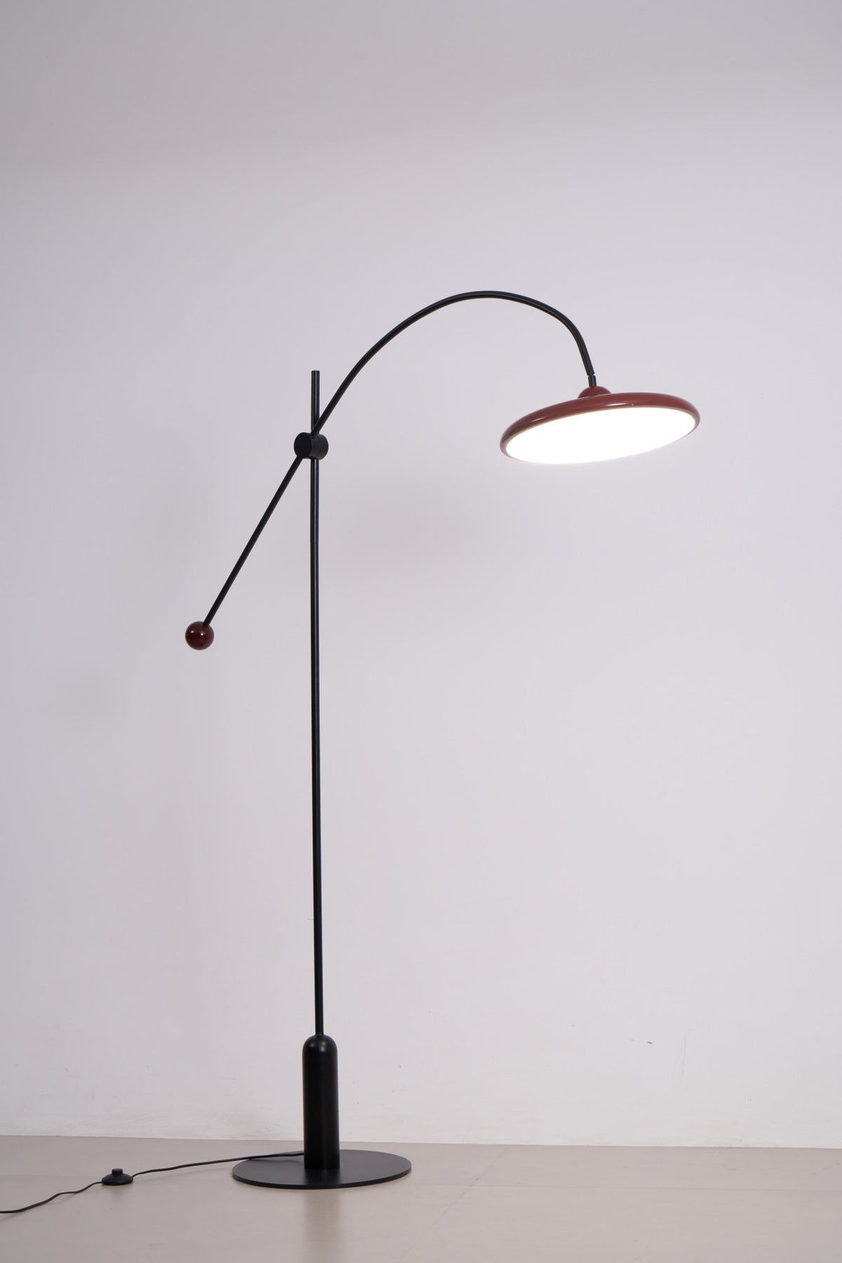 Lola Floor Lamp – Sculptural Modern LED Floor Lamp with Asymmetrical Red Shade