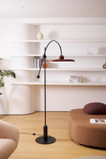Lola Floor Lamp – Sculptural Modern LED Floor Lamp with Asymmetrical Red Shade