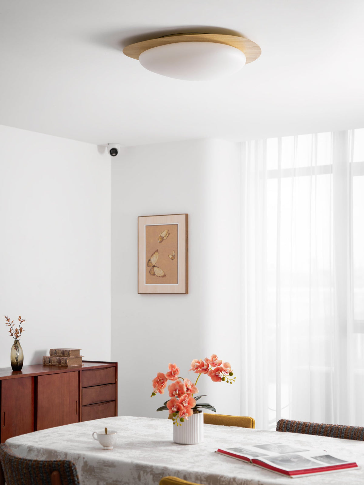 Pebble Flush Mount Ceiling Light with Walnut Grain Finish