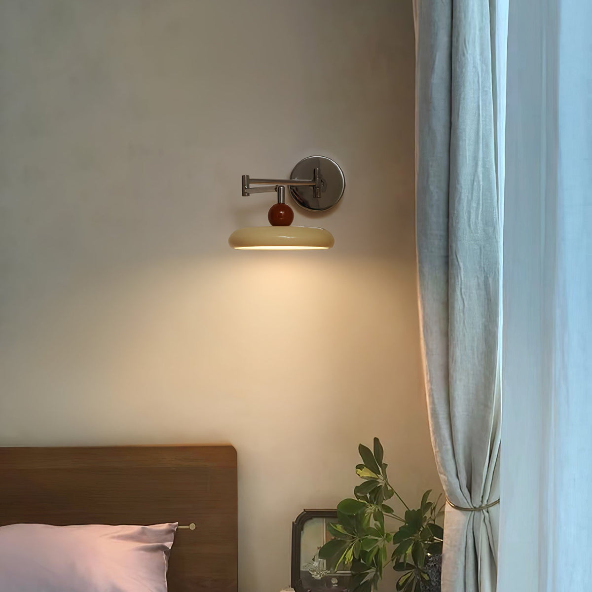 Lola Swing Arm Wall Sconce in Chrome or Green with Beige Shade