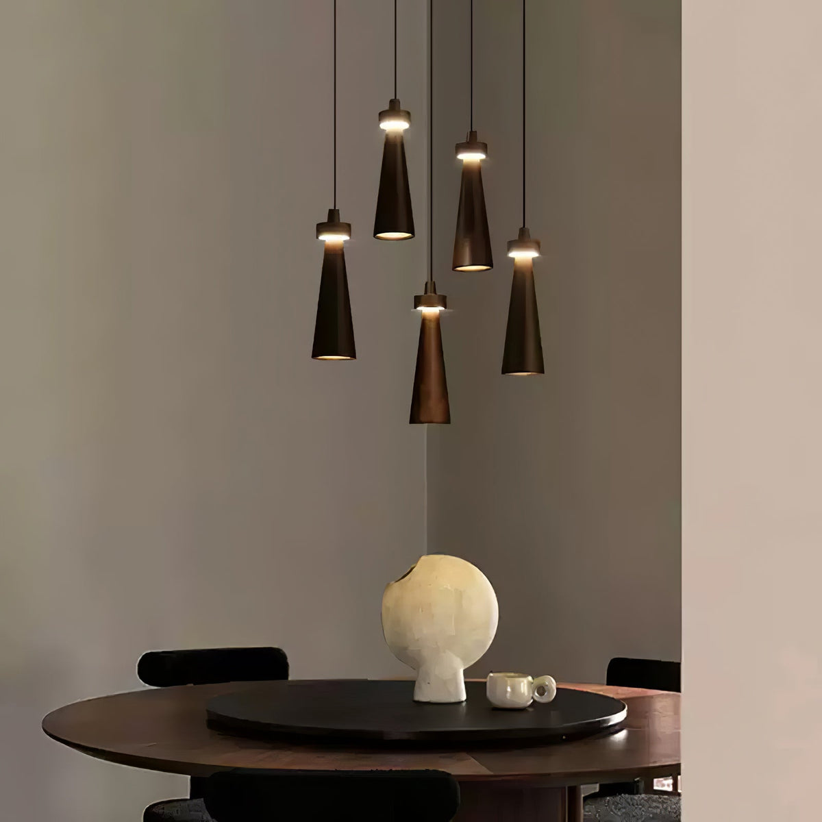 Loma Wood Pendant Light – Modern Minimalist LED Chandelier for Dining Room and Kitchen Island