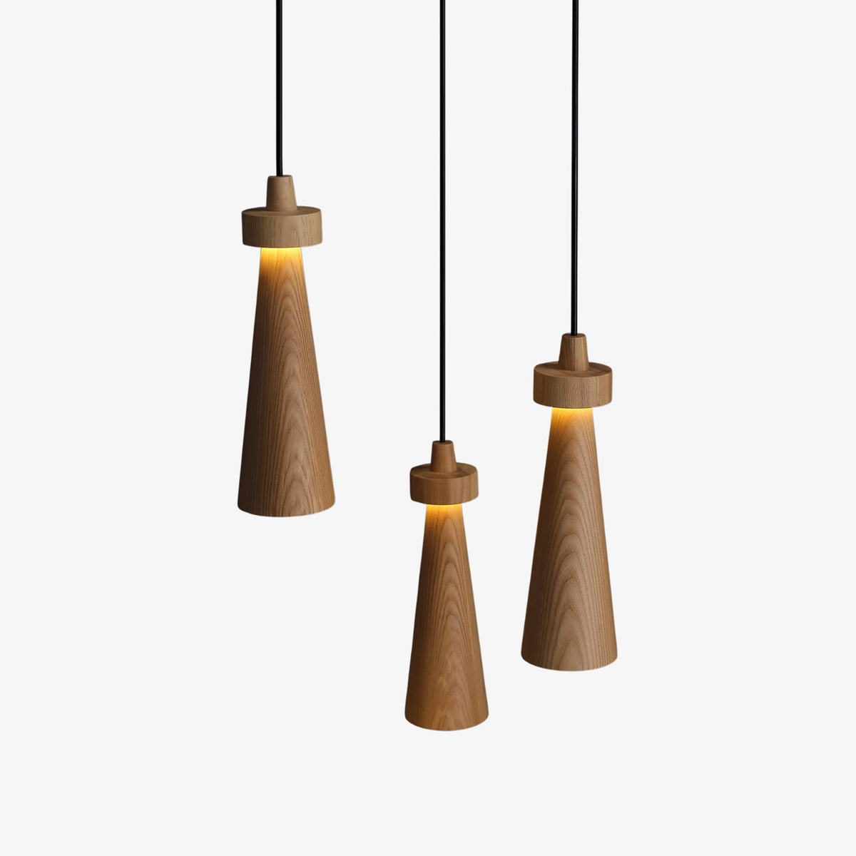 Loma Wood Pendant Light – Modern Minimalist LED Chandelier for Dining Room and Kitchen Island