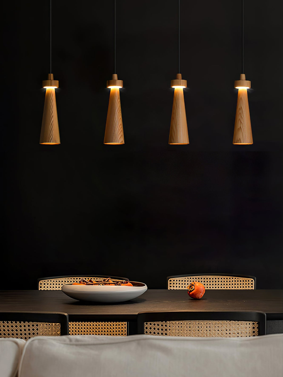 Loma Wood Pendant Light – Modern Minimalist LED Chandelier for Dining Room and Kitchen Island