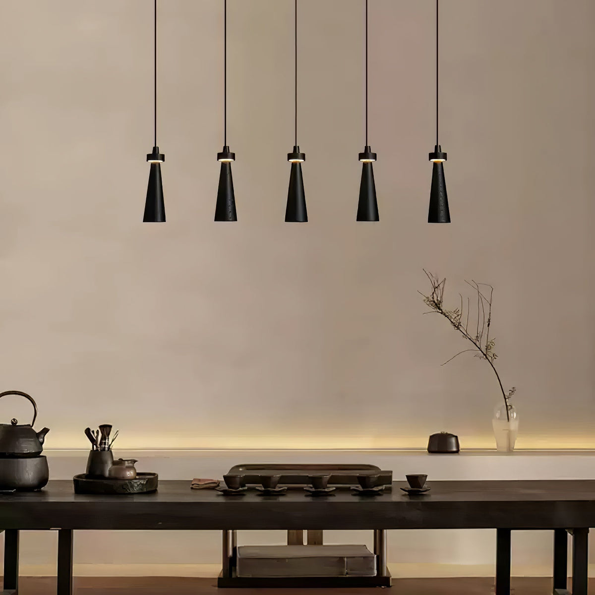 Loma Wood Pendant Light – Modern Minimalist LED Chandelier for Dining Room and Kitchen Island
