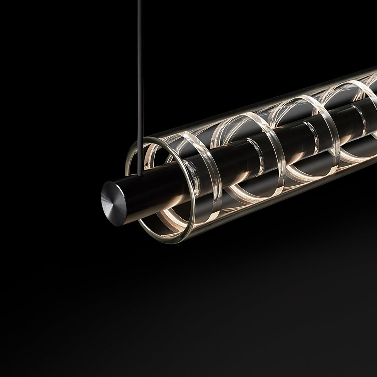 Loop Pendant Light – Modern Linear LED Chandelier in Gold or Black