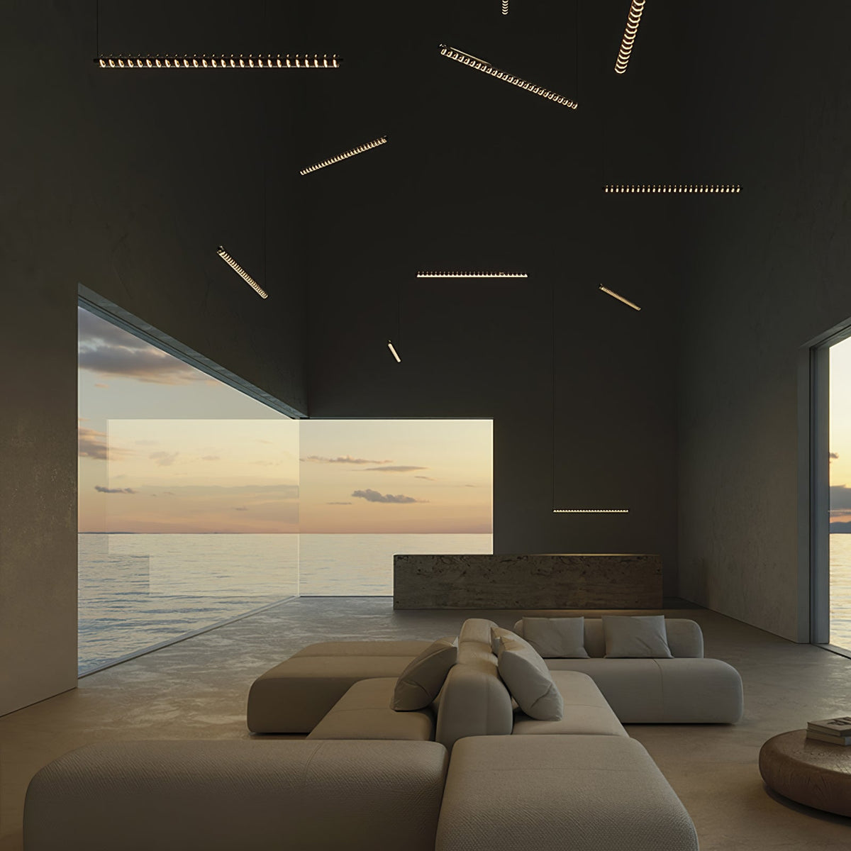 Loop Pendant Light – Modern Linear LED Chandelier in Gold or Black