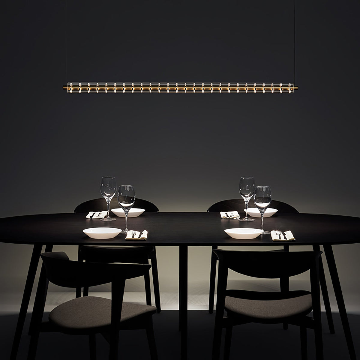 Loop Pendant Light – Modern Linear LED Chandelier in Gold or Black