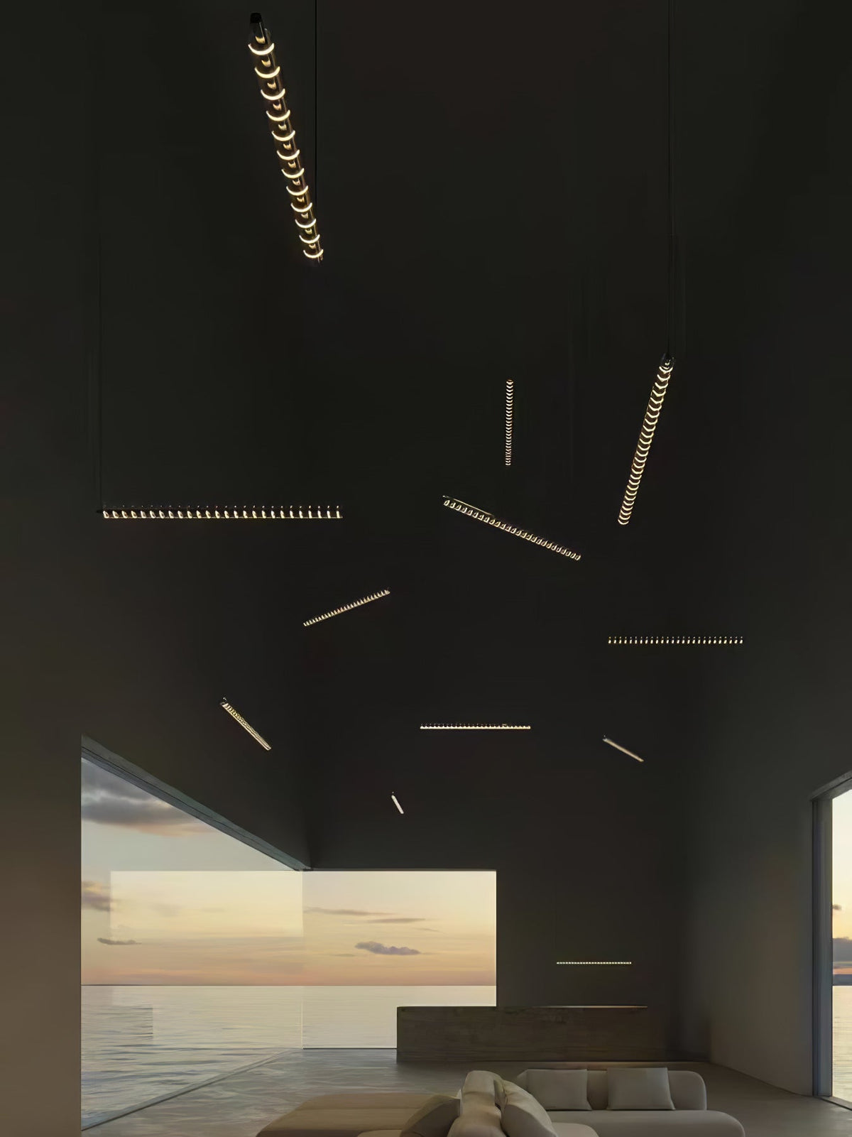 Loop Pendant Light – Modern Linear LED Chandelier in Gold or Black