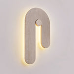 Loop U Wall Sconce in Yellow Travertine with Wood Accent
