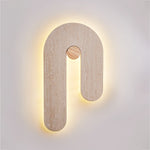 Loop U Wall Sconce in Yellow Travertine with Wood Accent