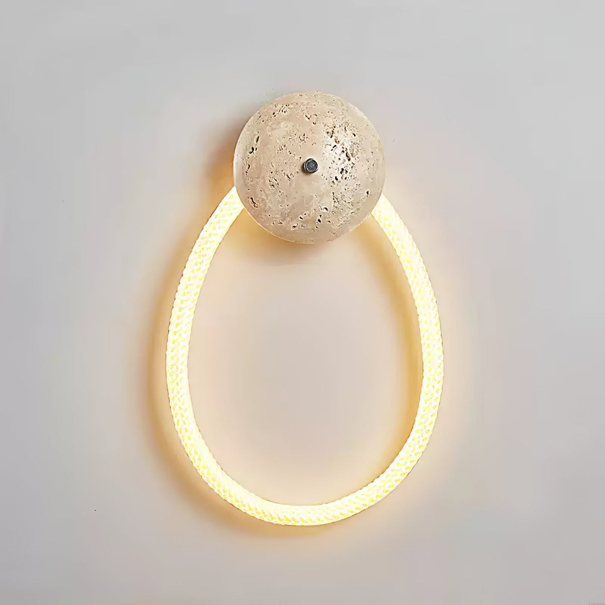 Loop Wall Sconce in Natural Travertine with Braided LED Light