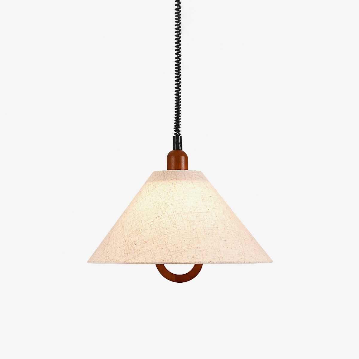 Loopeds Conical Fabric Pendant Light with Walnut Accents