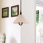 Loopeds Conical Fabric Pendant Light with Walnut Accents