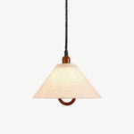 Loopeds Conical Fabric Pendant Light with Walnut Accents