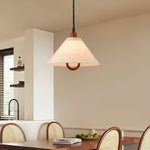 Loopeds Conical Fabric Pendant Light with Walnut Accents