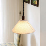 Loopeds Conical Fabric Pendant Light with Walnut Accents