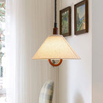 Loopeds Conical Fabric Pendant Light with Walnut Accents