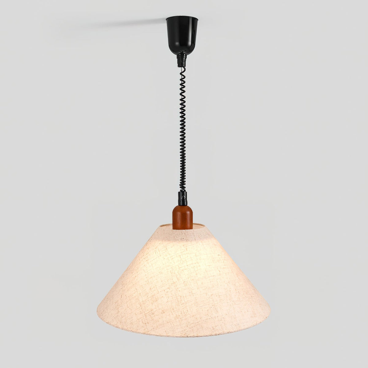 Loopeds Conical Fabric Pendant Light with Walnut Accents