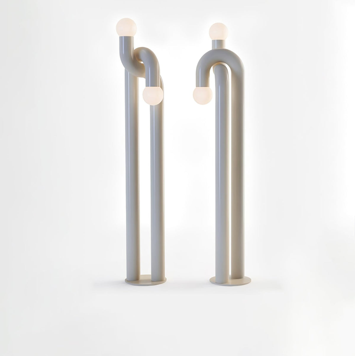 Loopi Modern Arc Floor Lamp with Twin Globe Shades