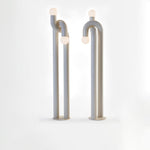 Loopi Modern Arc Floor Lamp with Twin Globe Shades