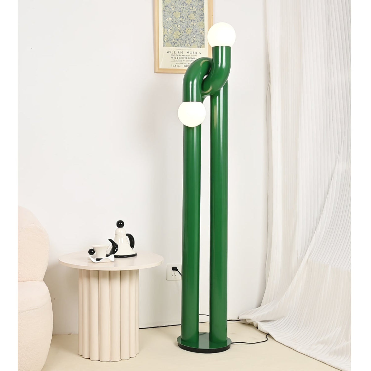 Loopi Modern Arc Floor Lamp with Twin Globe Shades