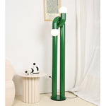 Loopi Modern Arc Floor Lamp with Twin Globe Shades