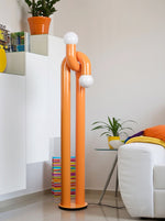 Loopi Modern Arc Floor Lamp with Twin Globe Shades