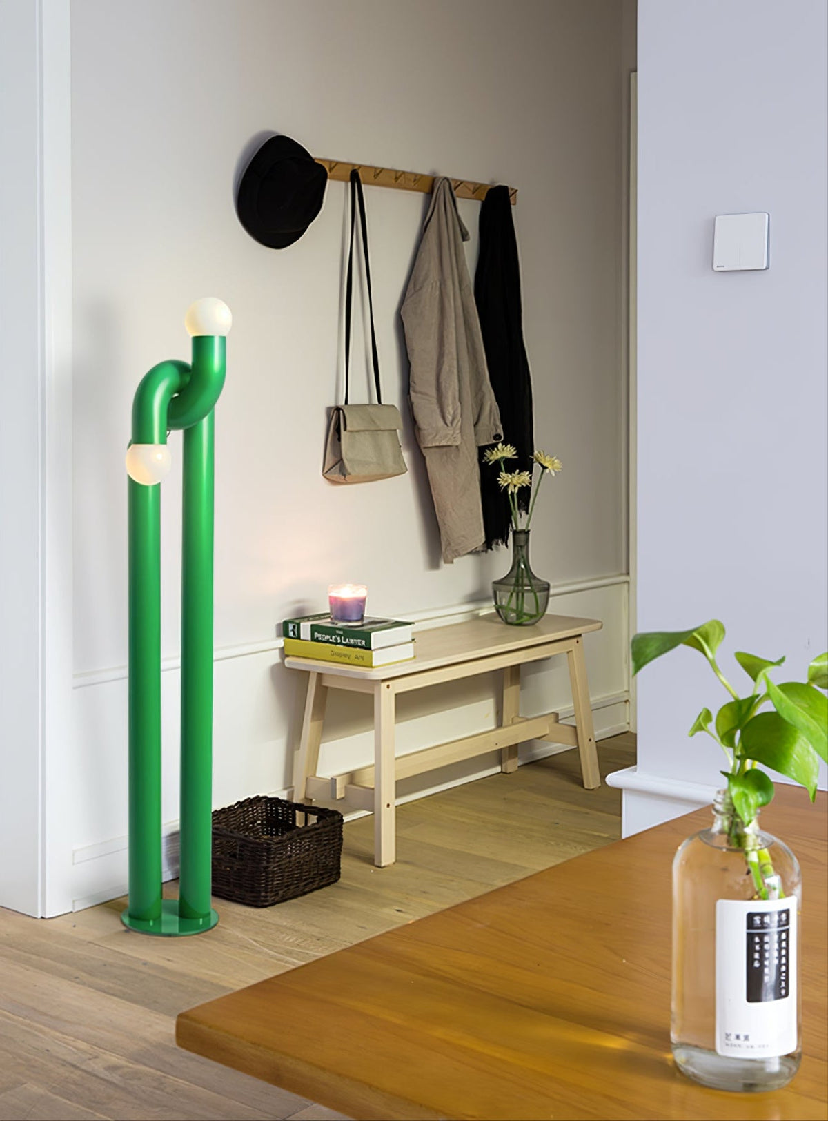 Loopi Modern Arc Floor Lamp with Twin Globe Shades