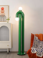 Loopi Modern Arc Floor Lamp with Twin Globe Shades