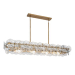 Linear Glass Disc Chandelier in Gold Frame, Modern Dining Room Lighting