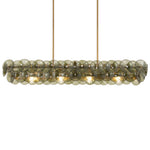 Linear Glass Disc Chandelier in Gold Frame, Modern Dining Room Lighting
