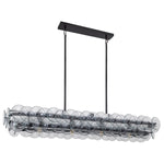 Linear Glass Disc Chandelier in Gold Frame, Modern Dining Room Lighting
