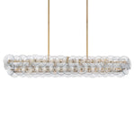 Linear Glass Disc Chandelier in Gold Frame, Modern Dining Room Lighting