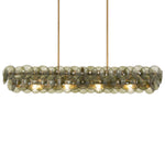 Linear Glass Disc Chandelier in Gold Frame, Modern Dining Room Lighting