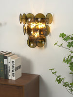 Loren Wall Sconce with Handcrafted Glass Discs in Brass or Gunmetal