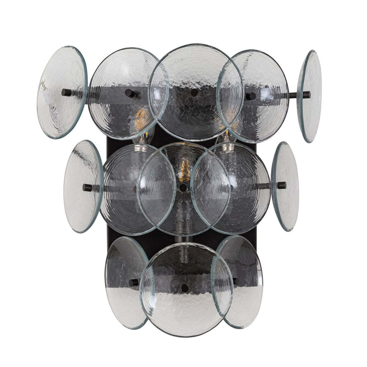 Loren Wall Sconce with Handcrafted Glass Discs in Brass or Gunmetal