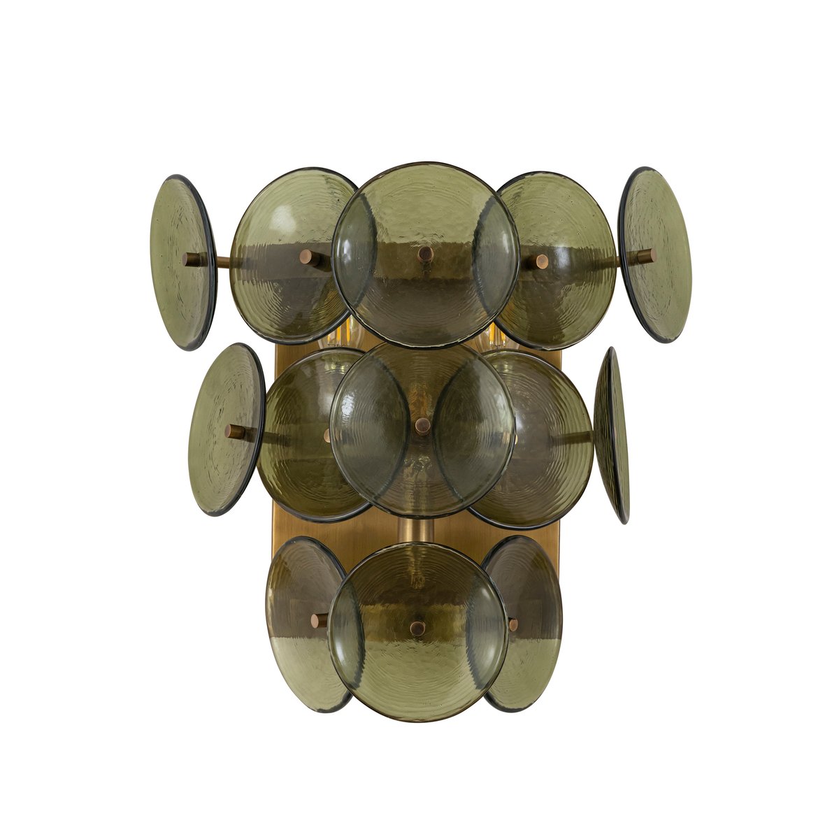 Loren Wall Sconce with Handcrafted Glass Discs in Brass or Gunmetal