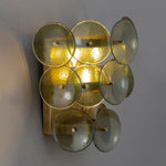 Loren Wall Sconce with Handcrafted Glass Discs in Brass or Gunmetal