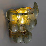 Loren Wall Sconce with Handcrafted Glass Discs in Brass or Gunmetal