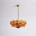 Solaris Disc Glass Chandelier – Two-Tier Gold & Murano-Style Glass Pendant