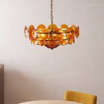 Solaris Disc Glass Chandelier – Two-Tier Gold & Murano-Style Glass Pendant